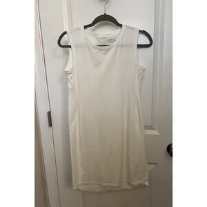 Eileen Fisher white cotton stretch jersey scoop neck XXS sleeveless shift dress